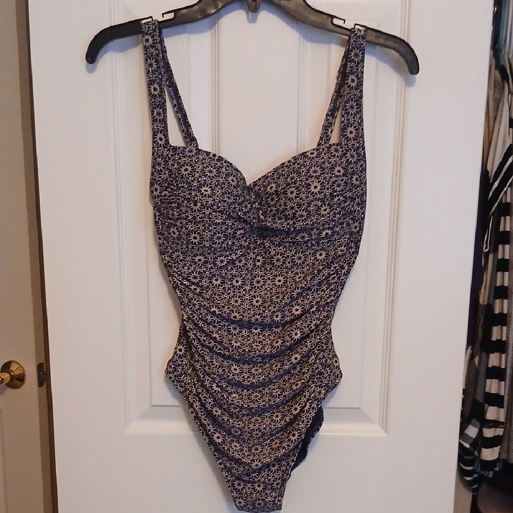 Bond-Eye Australia Blue And Cream One-Piece Swimsuit Womens Size 6